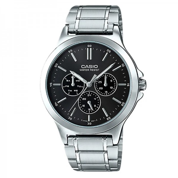 Casio MTP-V300D-1AUDF Silver Black Steel Day Date